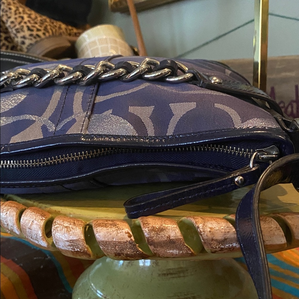 COACH Moto Optic Metallic Chain Signature Jaquard Shoulder Bag F19820 - Picture 11 of 16